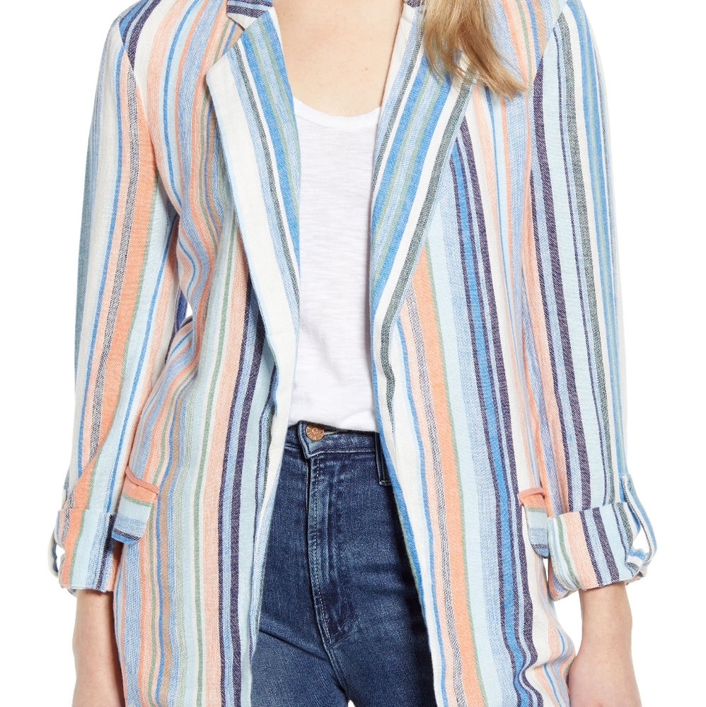 Linen Blend Boyfriend Blazer